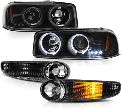 Vipmotoz Black Led Halo Ring Projector Headlight Front Bumper Parking Turn Signal