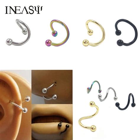 2Pcs Nose Piercing Stainless Steel Spiral Fashion Pircing Earring Stud ...