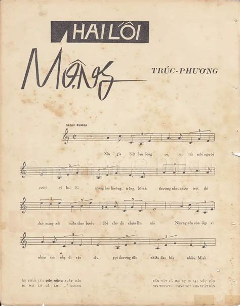 Sheet Hai Lối Mộng Song Lyric Sheet Chords Vip