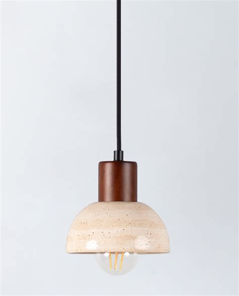 Lampada Da Soffitto In Marmo Travertino E Legno May Themasie