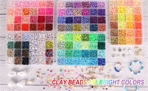 Quefe 10800pcs Clay Beads For Bracelet Making Kit 108