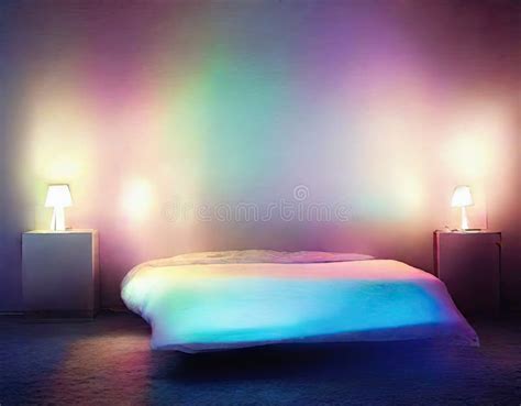 Watercolor of a Modern Aesthetic Bedroom with Subtle RGB Lighting Stock ...