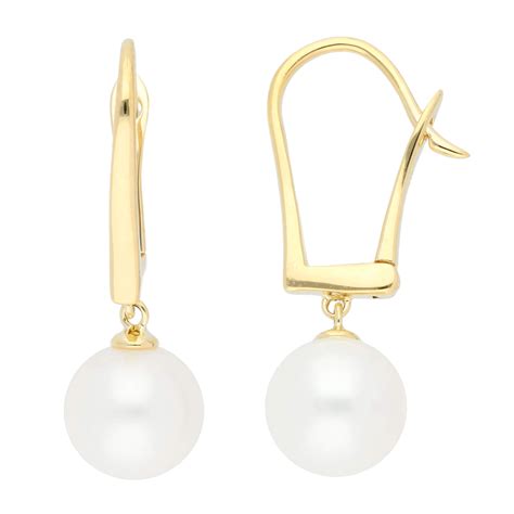 9ct Yellow Gold Freshwater Pearl Drop Earrings Buy Online Free Insured Uk Delivery