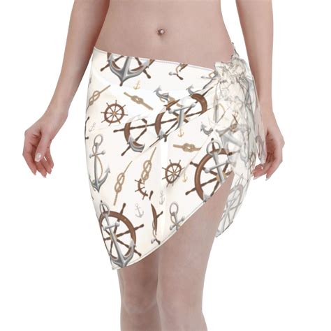 Coaee Anchor With Rope Women S Short Sarongs Beach Wrap Sheer Bikini Wraps Chiffon Cover Ups For