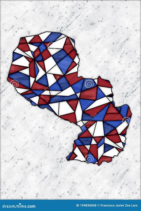 Stained Glass Style Design For Decoration With The Shape Of The Territory Of Paraguay Stock