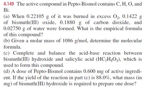 Solved The Active Compound In Pepto Bismol Contains Chegg