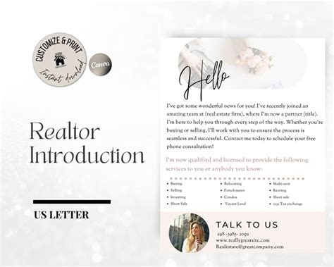 Real Estate New Agent Introduction Letter Flyer Template Etsy