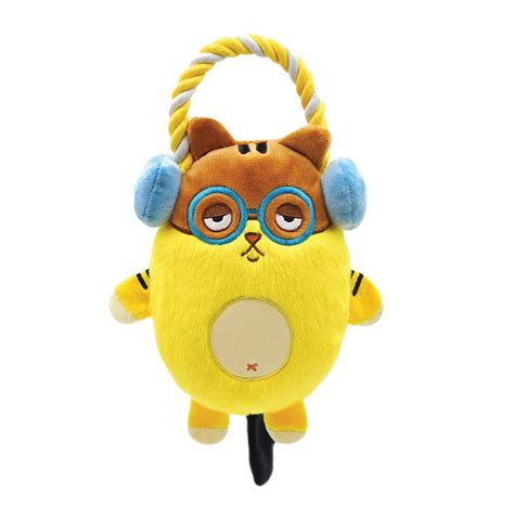 Hugsmart Rope Funz Melody Bros Cat Interactive Plush Dog Squeaker Toy