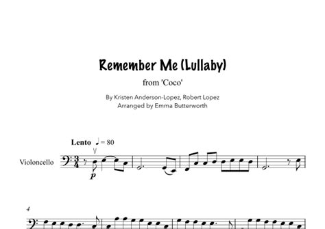 Remember Me Lullaby Arr Emma Butterworth By Robert Lopez Sheet