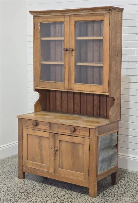 auction pine kitchen buffet  hutch  meatsafe     cm