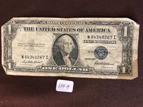 Lot Us One Dollar Silver Certificate Series 1935 F