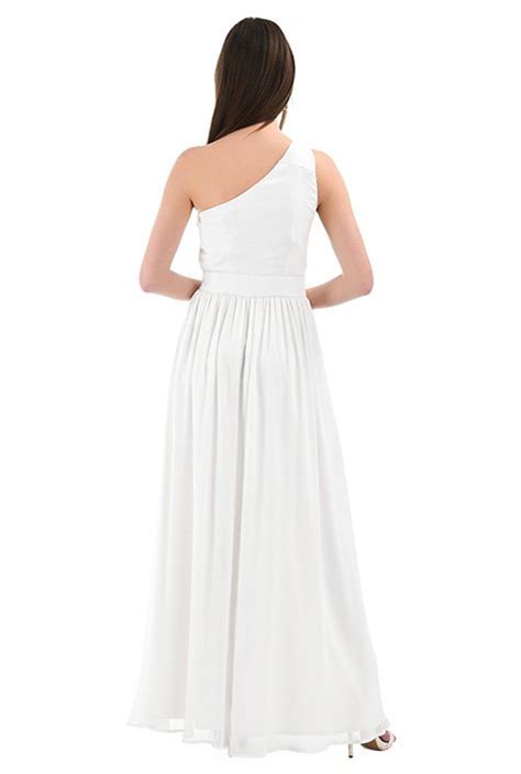 Shop One Shoulder Ruched Chiffon Maxi Dress Eshakti