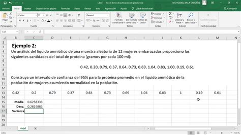 Uso de Excel para calcular media y desviación típica muestral YouTube