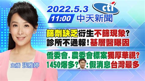 【張雅婷報新聞】「篩劑缺乏」衍生 不篩現象 診所不通報 基層醫曝因｜僑委會 農委會標案 獨厚華視 1450爆多陳吉仲大 假消息 台灣最多 Ctitv 20220503