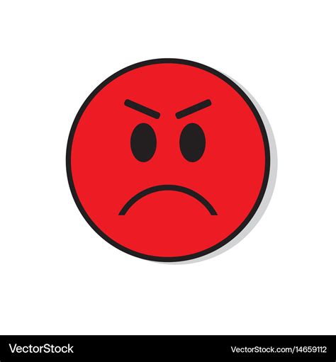 Red angry sad face negative people emotion icon Vector Image