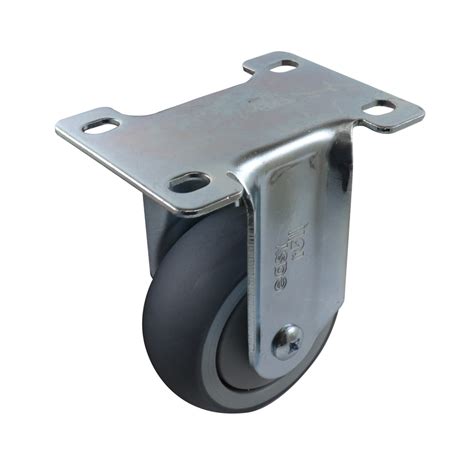 Easyroll 75mm Grey Rubber Fixed Plate Mount Castors G6 Series 90kg 1pc