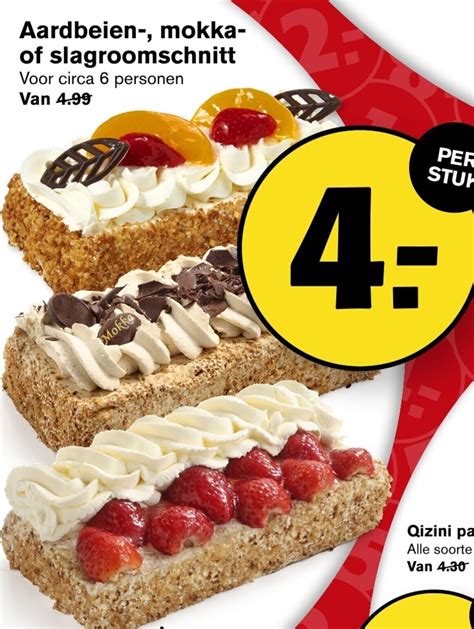 Aardbeien Mokka Of Slagroomschnitt Aanbieding Bij Hoogvliet