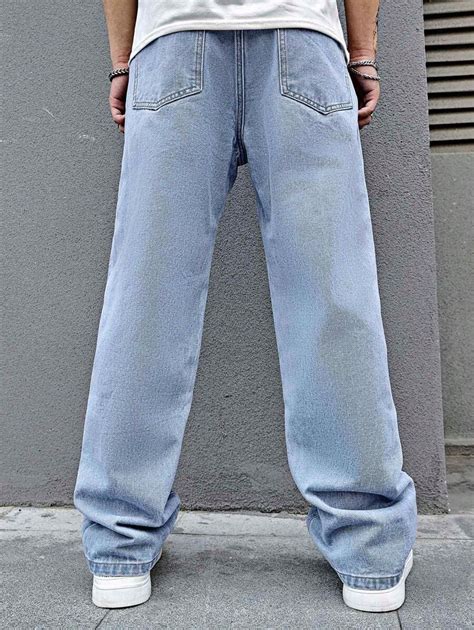 Manfinity Emrg Men S Plus Size Straight Leg Jeans With Flower