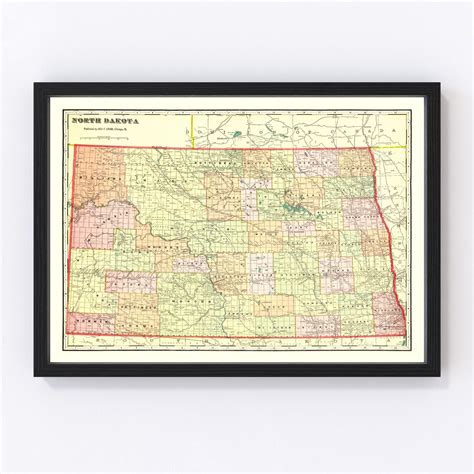 Vintage Map Of North Dakota 1909 By Teds Vintage Art