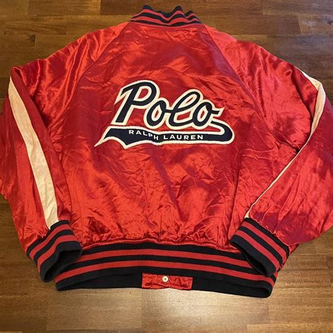 Vintage Polo Ralph Lauren Polo Script Satin Varsity... - Depop