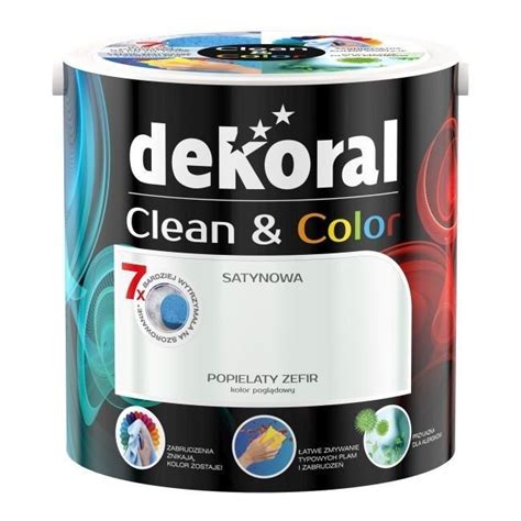 Dekoral CLEAN COLOR 2 5L Popielaty Zefir Satynowa Farba Lateksowa