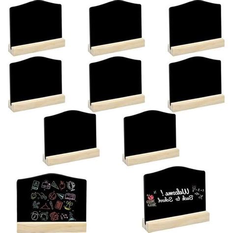 Lot De 10 Mini Tableaux Noirs Tableau Craie Rectangle Avec Support