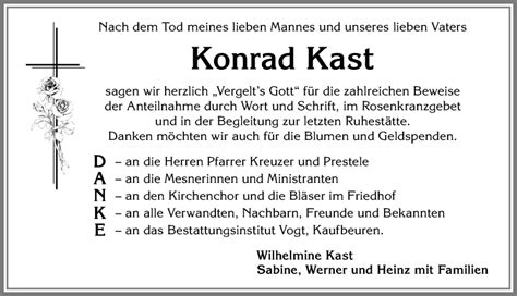 Traueranzeigen Von Konrad Kast Allg Uer Zeitung