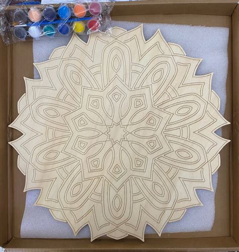 Laser Cut Wooden Mandala Painting Kit