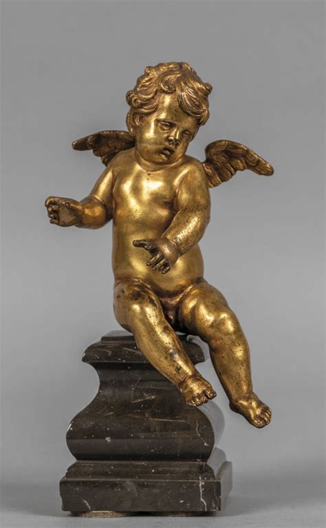 Putto Scultura In Bronzo Dorato Poggiante Su Aste Boetto ArsValue