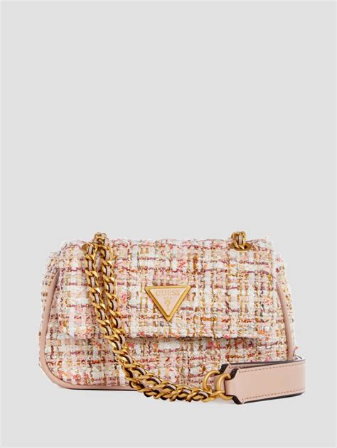 Giully Tweed Mini Convertible Crossbody GUESS