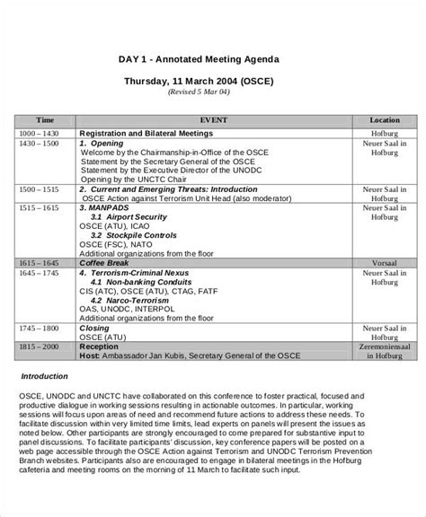 Annotated Agenda Template