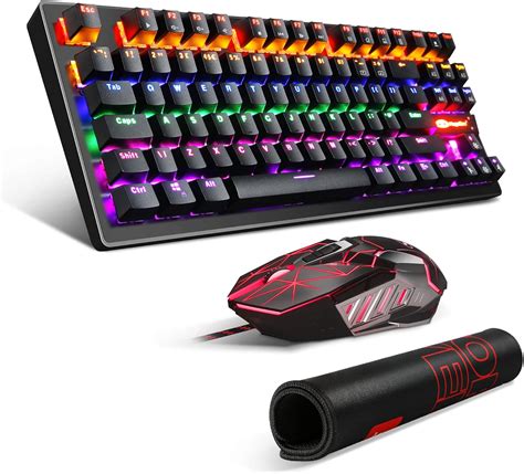 Mechanical Gaming Keyboard and Mouse Combo & Large Mouse Pad,Mechanical ...