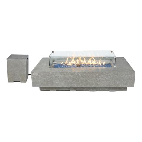 Elementi Plus Riviera Rectangular Concrete Gas Fire Table Authenteak