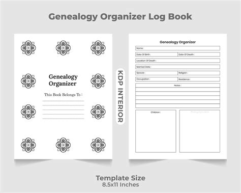 Genealogy Organizer Log Book Kdp Interior Vector Art At Vecteezy