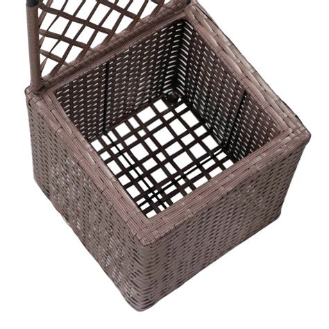 VidaXL Latwerkplantenbak Verhoogd Met 1 Pot 30x30x107 Cm Rattan Bruin