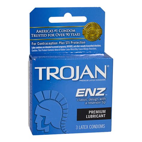 Wholesale Trojan Enz Lubricated Condoms Box - Box of 3 - Weiner's LTD