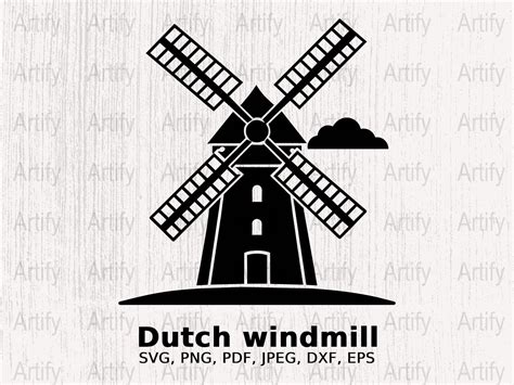 Dutch Windmill SVG, Dutch Windmill Vector Cutting Files for Silhouette