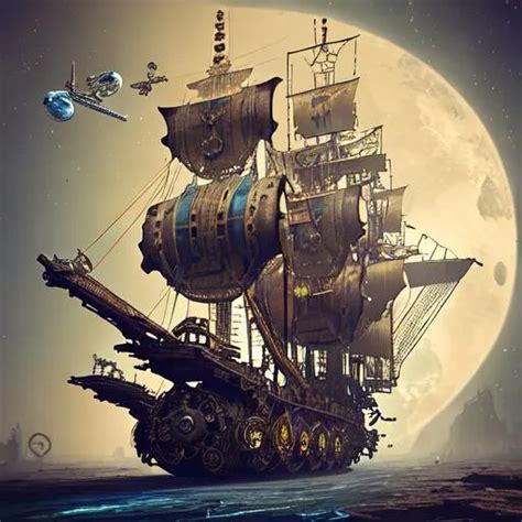 Small Steampunk Spaceschooner Fantasy Based A Lot Openart