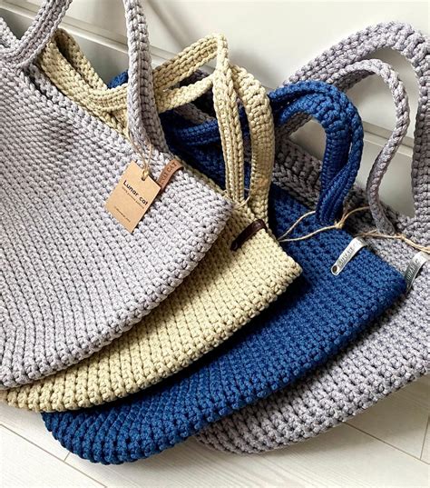 Crochet Tote Bag Xxl Size Extra Large Tote Bag Blue Bag Etsy