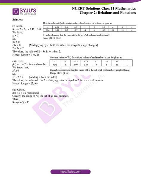 Ncert Solutions For Class Maths Chapter Relations And Functions