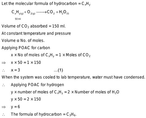 50 ML Of A Gaseous Hydrocarbon Is Mixed With Excess Of Oxygen And Burnt