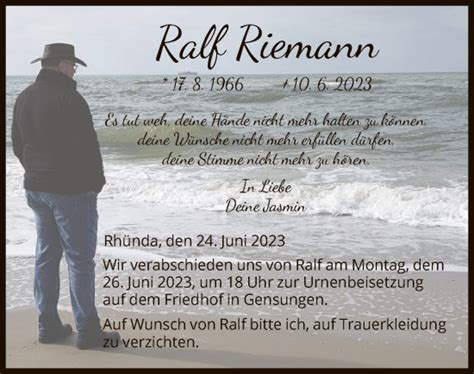 Traueranzeigen Von Ralf Riemann Trauer Hna De