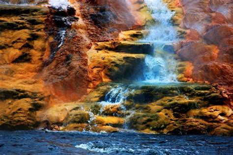 'Mammoth Hot Springs Waterfall' Photographic Print - Howard Ruby | Art.com