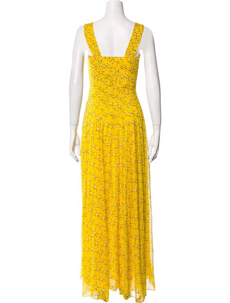 Diane Von Furstenberg Silk Long Dress Yellow Dresses Clothing