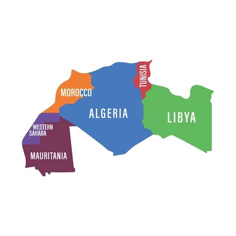 Mapa de unión de países del magreb estados del noroeste de áfrica