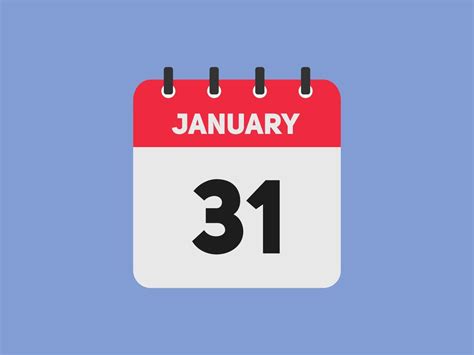 January 31 Calendar Reminder 31th January Daily Calendar Icon Template