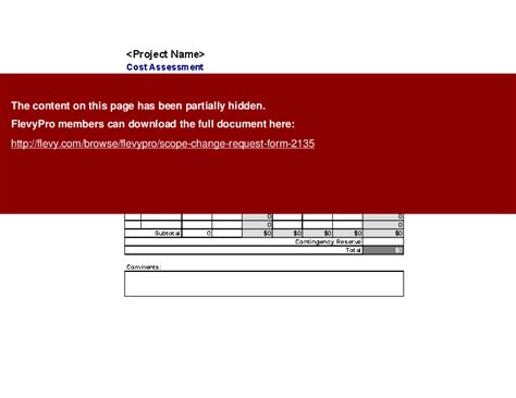 Excel Template Scope Change Request Form Excel Template Xls Flevy