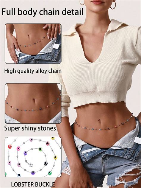 Pc Beads Belly Waist Chain Colorful Beaded Body Chains Set Festival Rave Summer Bikini Body