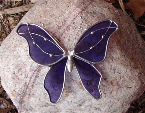 Regal Purple Butterfly Stained Glass Suncatcher Etsy