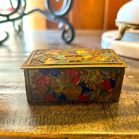 Vintage Accents Vintage Chinese Enamel Cloisonn Stamp Box